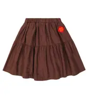 [Jellymallow] Jellymallow Ruffled linen and cotton-blend skirt Y 6 brown