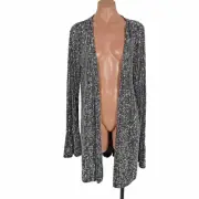 Free People Hand Beaded Duster Sequin Oversized Jacket sz L NWT NEW Bell Sleeve