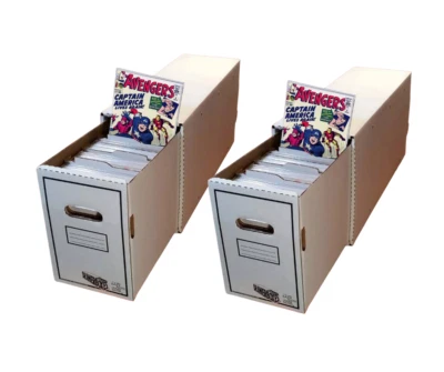 2 Long Comic Book Boxes with Drawer Comics Storage Box with Dividers Drawer Box
