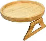 CONGARTENO Sofa Armrest Clip on Tray Round Wooden Tray Living Room Side Table Multi-Functional Easy to Clean
