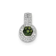 14K White Gold Green u0026 White Real Diamond Pendant