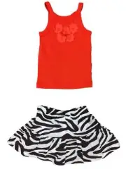 Infant Girls Black White & Red Zebra Print Tank Top & Skirt 2 PC Zebra Outfit