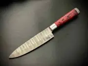 Handmade Damascus steel Kitchen knife Slicer | Chef gift | Round Wood handle, tr