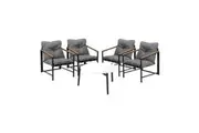 Livsip 5PC Outdoor Patio Furniture Set Bistro Sets 70CM Round White Marble Table