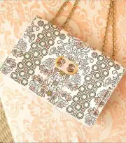$628 NEW Tory Burch GEMINI LINK Hicks Garden LARGE CHAIN Leather Shoulder Bag