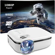 FunFlix 2023 Mini Projector, Portable Movie Projector, 9500 Lumens, Native 1080P