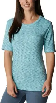 Columbia Women's Omni-Shade Short Sleeve Tee Icy Morn Spacedye Size-Small