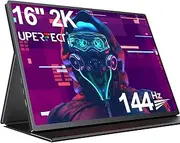 UPERFECT 16 Inch 2K 144Hz Portable Monitor USB C Gaming Display with 2560 x 1600 16:10 1200:1 450 Nits IPS Screen Mini HDMI Type C for PC Laptop Mobile Phone Xbo Switch PS4/5, VESA Compatible