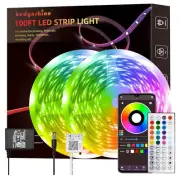 HEDYNSHINE LED Strip Lights 100ft 2rolls, RGB Color Changing Smart LED Strip B25