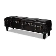 Long Storage Bench Brown MDF and Leather vidaXL