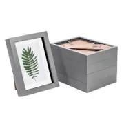 Nicola Spring Acrylic 3D Box Photo Frames with 4" x 6" Mounts - 5" x 7" - Grey - Pack of 5