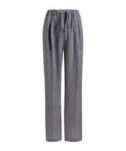 drawstring casual pants S Navy blue and white