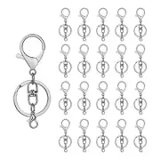 20sets Lobster Claw Clasps Hook with Flat Split Keychain Ring with Silver