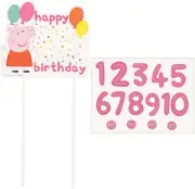 Amscan Peppa Pig Confetti Party Customizable Cake Topper Pick (Pack of 2)