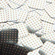 Square Diamond Sequin 1.5" Orange Polka Dot on Silver Metallic