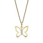 Zamel's 9ct Yellow Gold & Diamond Set Butterfly Pendant Jewellery