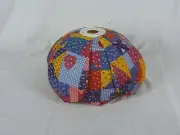 NOS Vtg 70s Denim Calico Patchwork Lotus Flower Petal Light Fixture Lamp Shade