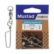 Mustad Demon Ball Bearing Game Swivel with Coastlock Snap Size 7 90kg Qty 3