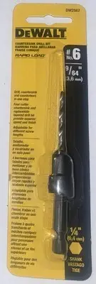 DeWALT #6 Countersink with 9/64 in. Tapered Pilot Hole Drill Bit, Model # DW2567