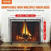 Fireplace Screen 1 Panel with Door Sturdy Iron Mesh Fireplace Screen 990(L) x780(H)MM Spark Guard Cover Simple Installation Free Standing Fire Fence Grate