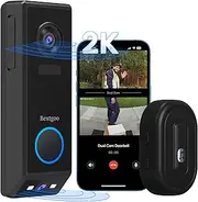 Dual-Lens Doorbell Camera Wireless, Bextgoo 2K Video Doorbell with 10000mAh Battery, Dual Security Cameras for AI Motion Detection Alerts, 170° Wide View, Cable or Battery Operated, Night Vision, IP67