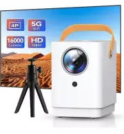 Portable Projector with 5G WiFi and Bluetooth,16000 Lumens HD 1080P,with Tripod
