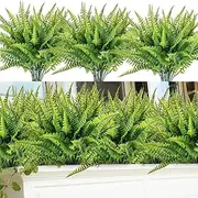DVGUN 12 Bundles Artificial Outdoor Plants Greenery Fake Boston Fern Bushes Artificial Shrubs UV Resistant No Fade Faux Plastic Plants