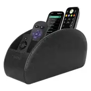 Desktop Remote Holder 5 Compartments PU Leather Caddy Organizer TV DVD BluRay Media Player Heater Controllers Storage Black