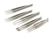 TITAN 15027 Professional Stainless Steel Assorted Precision Tweezer Set 5Pc
