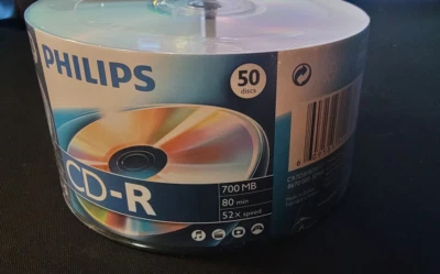 50 Pk Philips 52X Speed 700 MB 80 MIN Blank CD CD-R Discs for Digital Media NEW