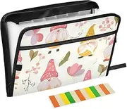 Cute Cartoon Gnome Dwarf Expandable Hanging File 13 Pockets A4 Letter Size Filing Folder with Zipper Closure Expandable Hanging File Folders for Document Storage