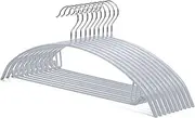 LeoLeoyy 10 Pack Non-Slip Suit Hanger,Coat Jacket Hangers,Sweater Hangers,PVC-Coating Metal Hangers for Pants,Shawls,Belts,Bras - Dimple & Crease Free T-Shirt Hangers,Silvery Grey Color