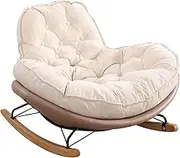 OWELLK Upholstered Rocking Chair Glider Rocker High Back Arm Chair Modern Rocking Accent Chairs Comfy Side Chair for Nursery Bedroom Living Room(Brown)
