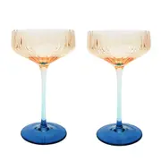 2pc Urban Ellie Ombre Cocktail Glass Drink Cup Drinkware Set Amber/Blue 18cm