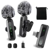 2-Pack Wireless Lavalier Microphone for iPhone,iPad,Android - Clip-on Lapel M...