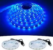 KXZM 5V USB Blue 460-465nm LED Strip Light USB Powered 13.12ft/4M 240LEDs Flexible SMD2835 High Brightness No-Waterproof IP20 LED Tape Lights(2pcs x 6.6ft)