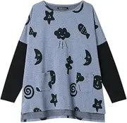 Wacoal RELAX＆SLEEP(ワコール リラックス&スリープ) Wacoal Relax & Sleep HTX517 ATSUKO MATANO Women's Top, Long Sleeve, Room Wear, 100% Cotton, Fits Up to 3L, Large Sizes, Bu, L