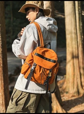 Brown Lightweight Nylon Backpack - Water Resistant Travel Daypack for Women & M