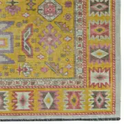 Linon Logan Sivas Polyester 2' X 10' Runner Rug in Yellow and Ivory