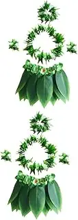 SHERCHPRY 10 Pcs Green Grass Skirt Luau Hawaiian Leaf Necklace Hula Skirt Hawaiian Costume for Hawaiian Headband Hawaii Necklaces Hawaiian Party Grass Skirts Hawaiian Dresses for