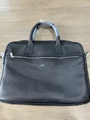 Mark and Graham Harvey Leather Briefcase Black Laptop Bag Work travel MONOGRAM