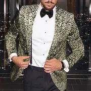 Men's Sequins Blazer Fashion Disco Blazer Jacket Blazer Plus Size Regular Tailored Fit Single Breasted One-button Silver Gold