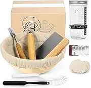 Bread Proofing Basket, Round 9 Inch Sourdough Starter Kit, Rattan Banneton Basket for Bread Baking, Natural Color