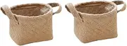 STOBAZA 2pcs Linen Storage Basket Handwoven Desk Organizer Toy Storage Small Closet Cube