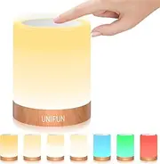 Night Light UNIFUN Touch Lamp for Bedrooms Living Room Portable Table Bedside Lamps with Rechargeable Internal Battery Dimmable 2800K-3100K Warm White Light & Color Changing RGB