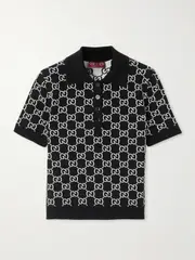 [Gucci] Gucci - Reversible Logo-jacquard Wool-blend Polo Shirt - Black - M M Black