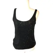 Talbots Top Womens Size M Black Pullover Sequined Sparkle Basic Layer Tank New