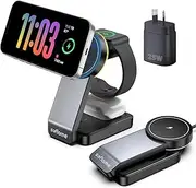 Foldable 3 in 1 Wireless Charger for MagSafe iPhone, Soflame 3 in 1 Magsafe Wireless Charger, Compatible with iPhone16/15/14/13/12, iWatch10/9/Ultra 2/8/Ultra/SE2/7/6/SE/5/4/3, AirPods2/3/4Pro (black)
