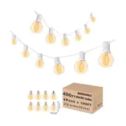 400FT White String Lights for Outside with 200+8 Extral LED G40 Bulbs Globe S...