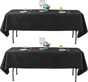 2 Pack Tablecloths for Rectangle Tables, 150 x 300 CM -Reusable and Washable Table Clothes, Polyester Fabric Table Covers for Wedding, Party, Banquet (Black)